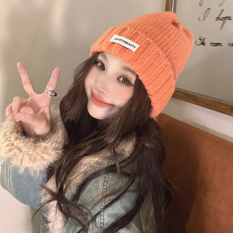 Amazon.co.jp: ニールエラ帽子太い毛糸の帽子秋冬の頭でっかち