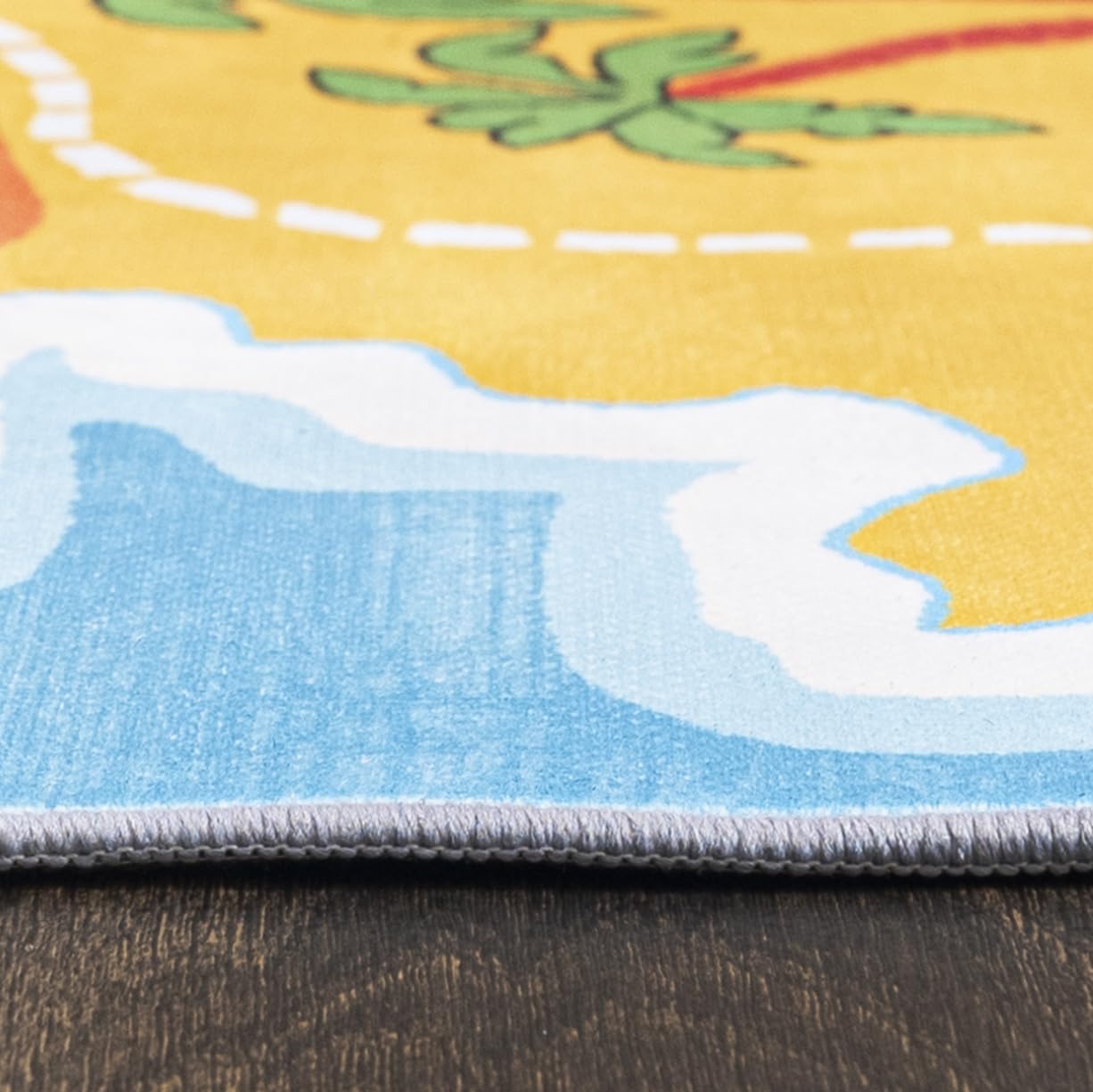 Mazovia Spielteppich Kinderzimmer 140x200cm Blau Gelb Landkarte rutschfest