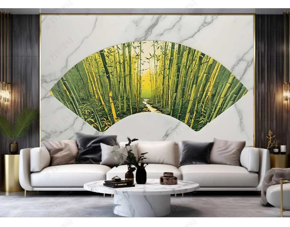 Papier peint panoramique bambou vert 150x105 cm pour décoration murale