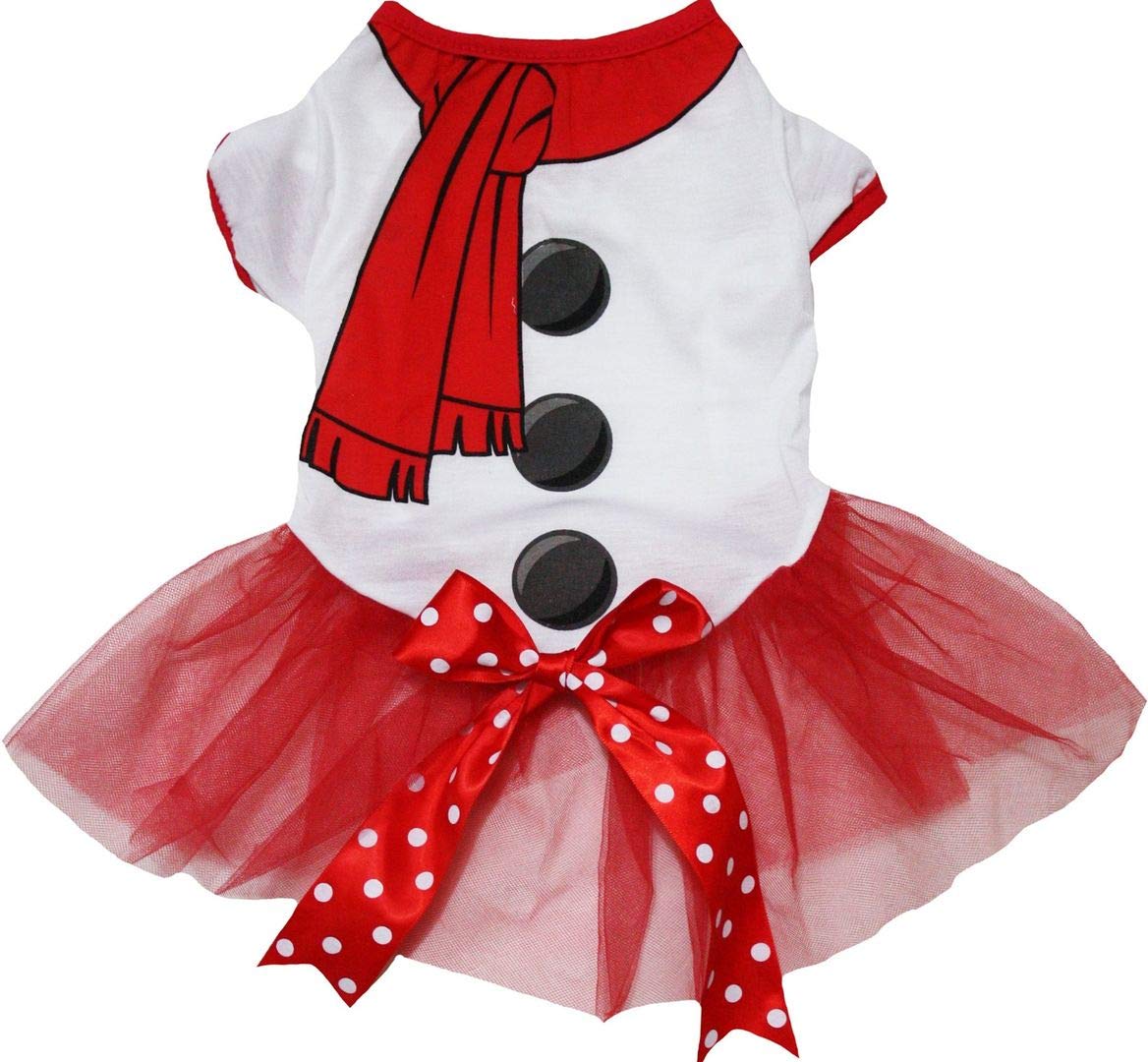 Petitebella Christmas Theme Puppy Dog Dress (Snowman, Large)