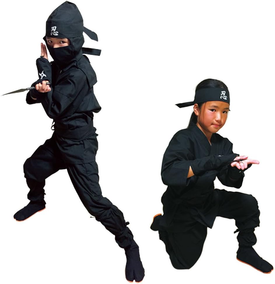 Halloween Children's Ninja Uniform/ Martial Art Costume! Black/Red (Black, 3L...