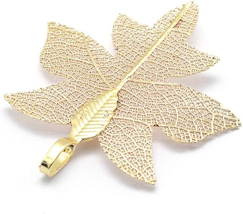 Miniatura 3 de Pandahall - 10 dijes de hoja de arce con agujero grande natural de hoja de filigrana real, chapado en latón, de 1.49 a 1.34 x 0.02 pulgadas con