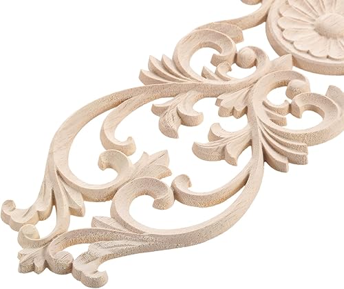Miniatura 6 de MUXSAM Apliques de madera onlays, superposiciones largas de madera tallada para muebles, calcomanías para armario, puerta, pared, aparador, proyecto