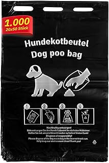 Hypafol Dog Waste Bags, Pack of 1000, 20 x 50 Pieces, 20 x 31 cm, Dog Bags Made of Robust HDPE, Hygienic, Extra Strong and Tear-Resistant, with Hanging Eyelets for Dispenser, Environmentally Friendly product image