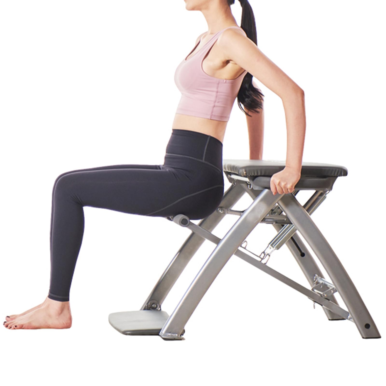 Pilates Fitness Chair, Split-Pedal Stability Yoga Pilates Chair with 3-Speed Resistance, Foldable Pilates Equipment for Home Use & Gym Workout