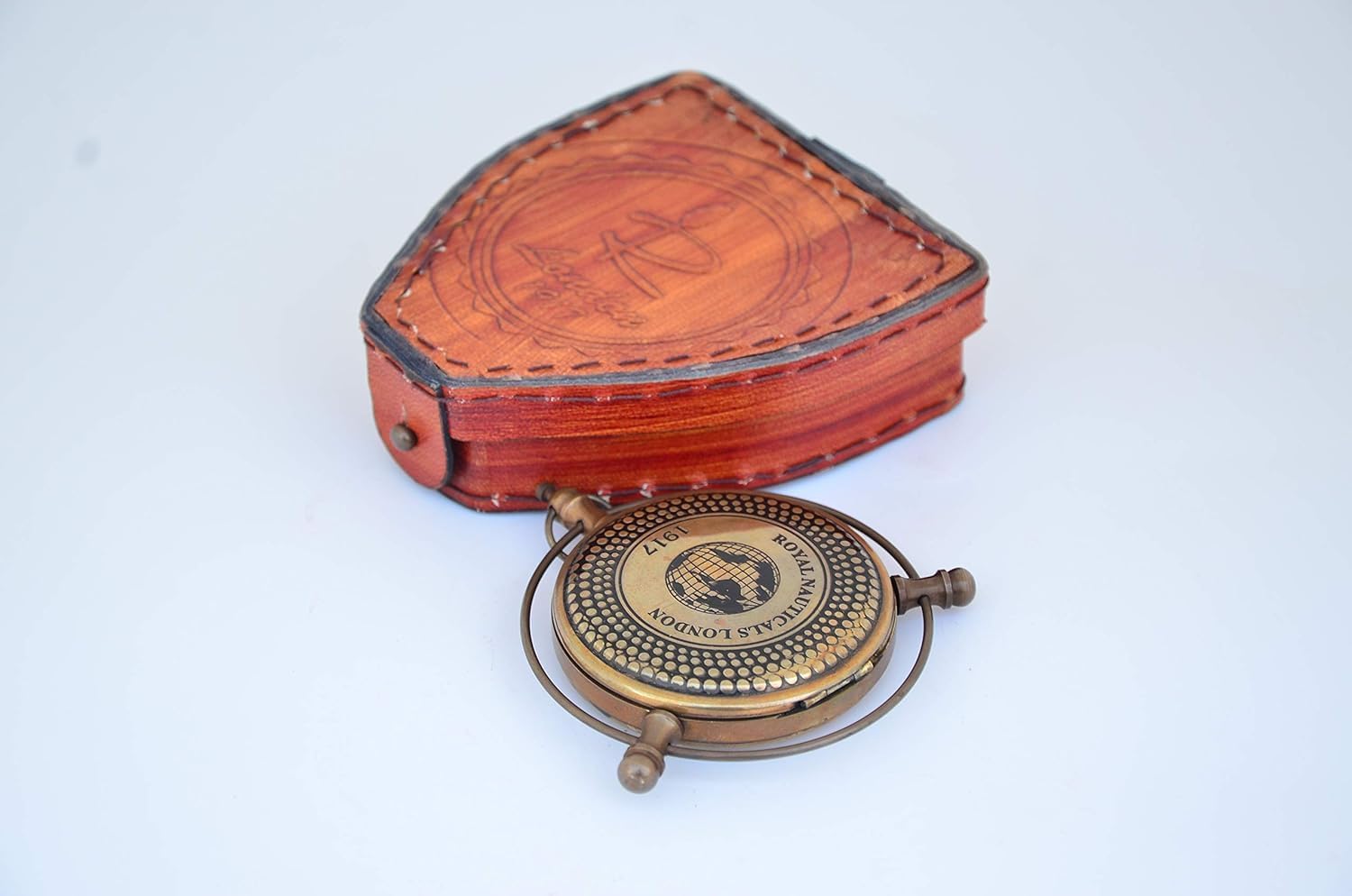 Handmade Antique Compass London Compass Push Button Compass with Free Leather Case for Camping and Hiking by Sun Instrument-picture-14