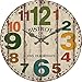 Grazing 12" Arabic Numerals Colorful Numbers Design Shabby Chic Style Wooden Decorative Round Wall Clock (Colorful number)