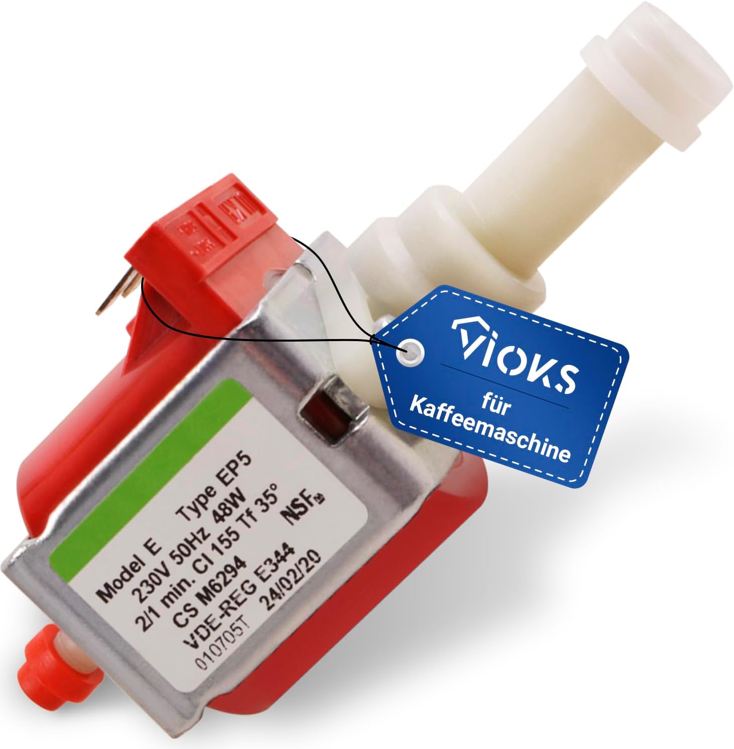 Espresso Pump Ulka EP5 48 Watt 230 V Replacement for DeLonghi 5113211281 5132106900 Bauknecht Whirlpool Pump 481236018581 - Coffee Pump & Delonghi Replacement Parts for Delonghi Coffee Machine