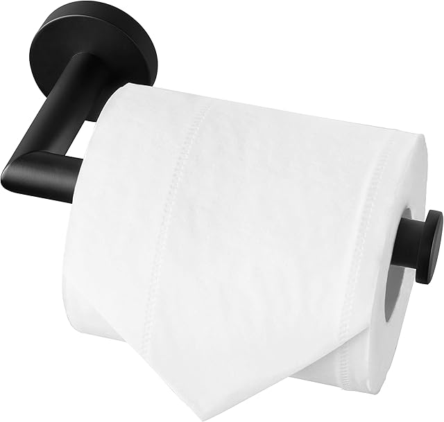 HITSLAM Uchwyt na papier toaletowy, WC ze stali nierdzewnej, do kuchni i łazienki, toalety, papier toaletowy (matowy czarny)