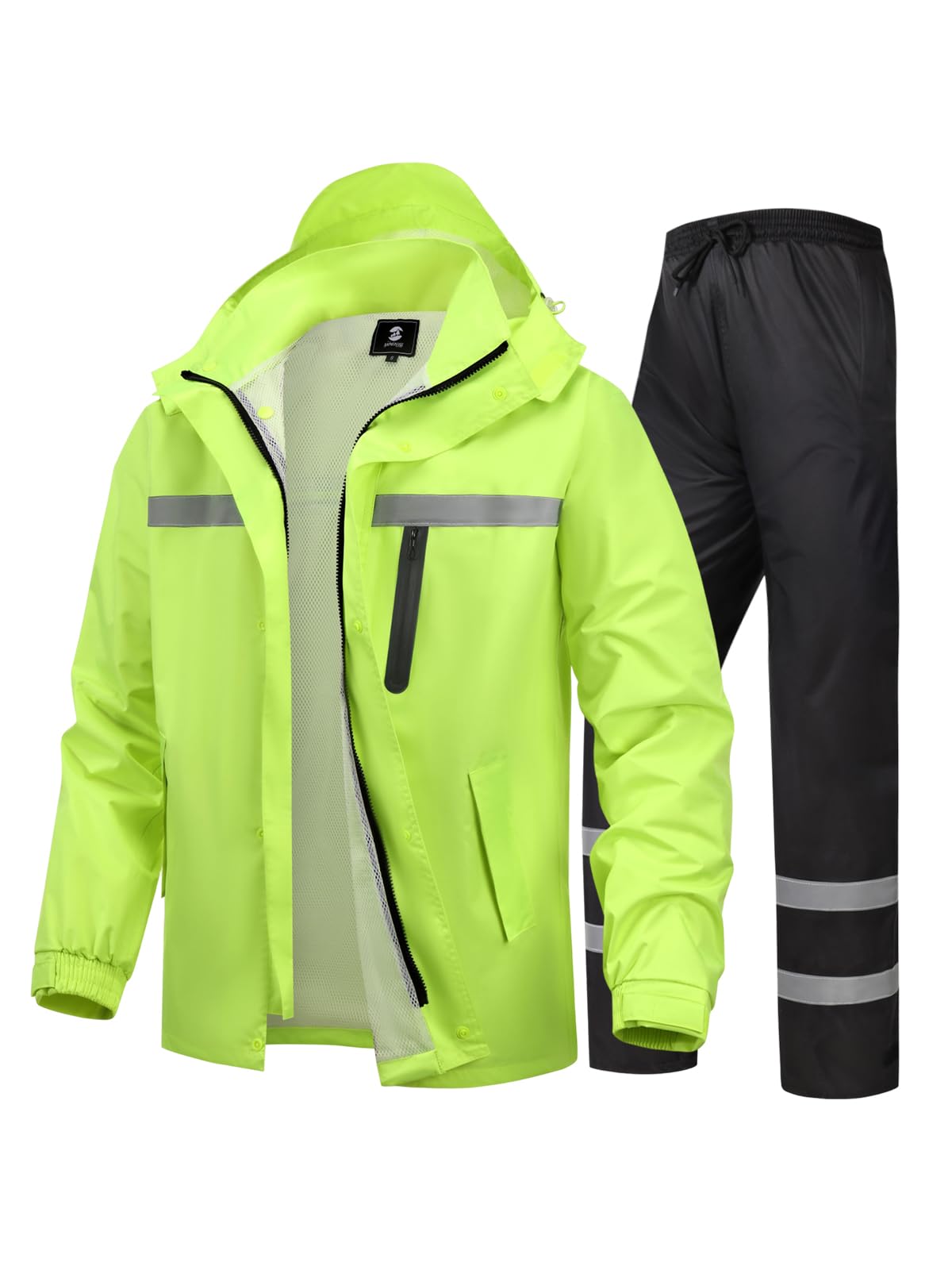 Men's Rain Suit High Visibility Reflective Work Rain Jacket Pants for All Sport Farm Fishing Motorcycle