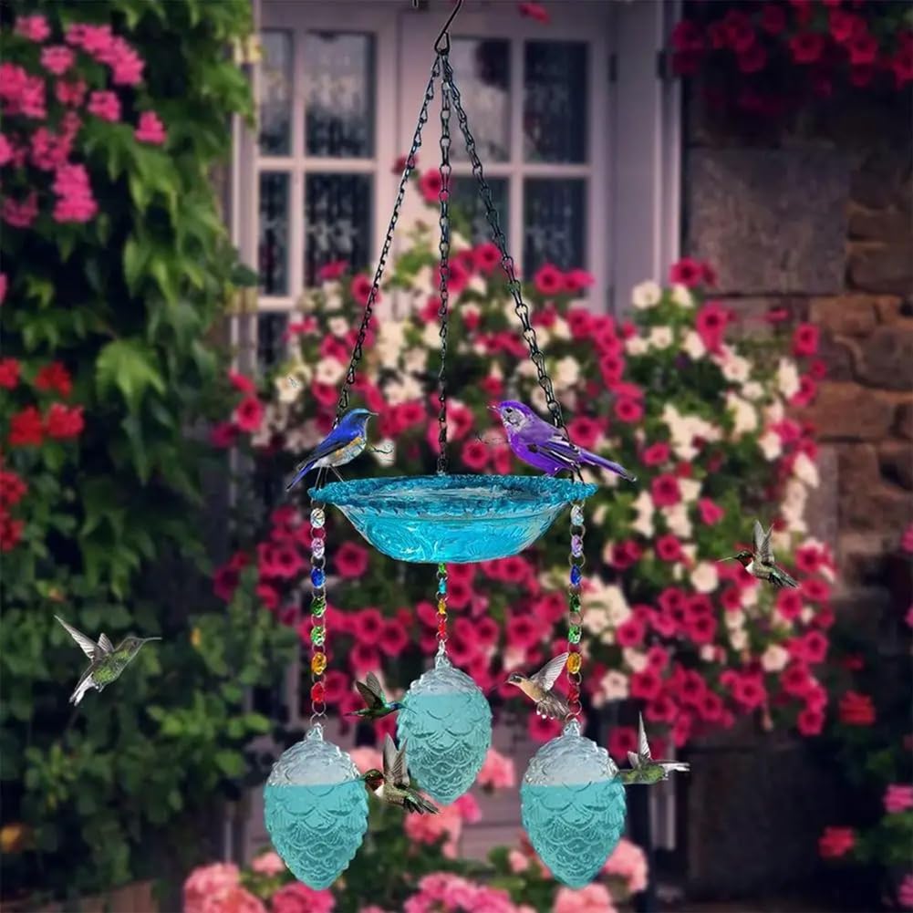 Casetta per uccelli sospesa, bagno per uccelli da giardino, decorazione esterna, forniture agricole, mangiatoia con gancio a forma di S