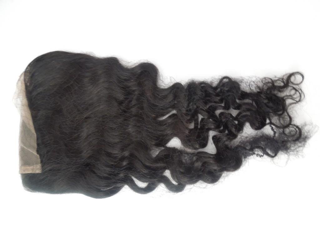 High Quanlity 5x5 Lace Front Top Closure 14" indian Virgin Remy Hair Deep Wave colour #1b