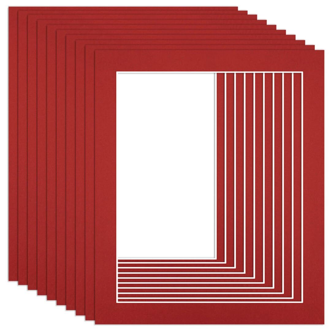 Procut Global 12x10" Crimson Picture Mounts to Fit 10x8" Aperture - Precision Cut Cardboard Photo Mount - Ideal for Frames, Prints, Artwork & Certificates - Sizes & Colours Available - 10 Pack