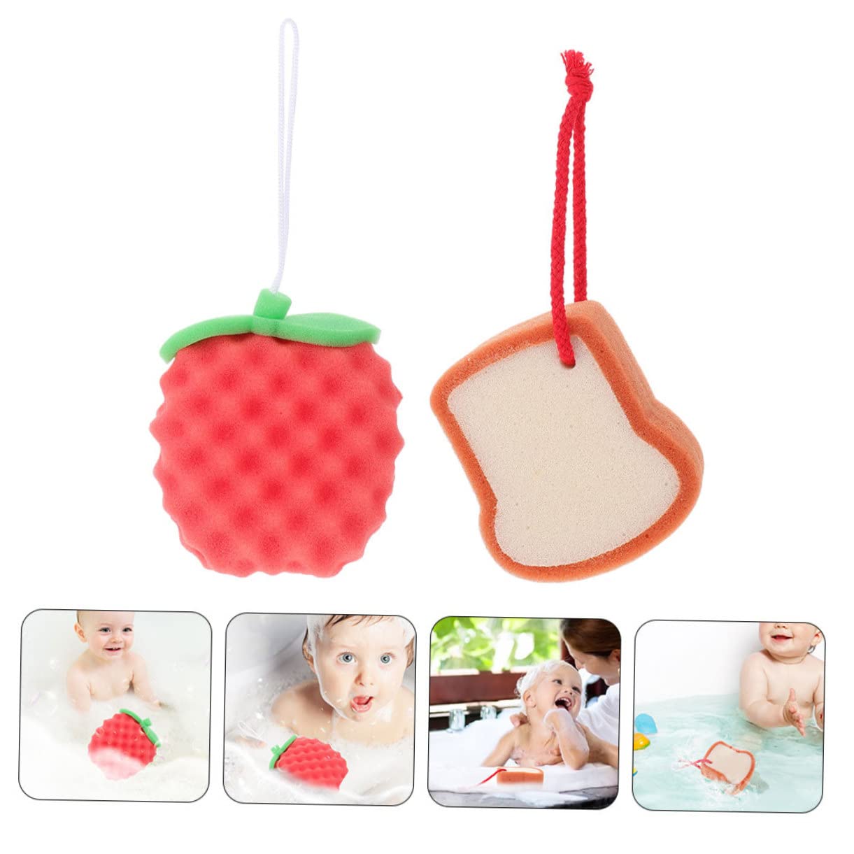 MAGICLULU 6 Piezas Esponja De Baño Para Bebé Depurador De Bañera Suministros De Baño Esponjas De Baño Para Ducha Esponja De Baño Natural Nailon Niño Pequeño Esponja Suave Rojo Cuerpo