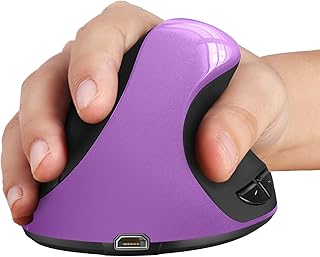 cvavot Ergonomic Mouse, Rechargeable Wireless Mouse Right Handed Small Mouse with 6 Buttons 3 Adjustable 800/1200/1600 DPI for Laptop,Desktop,PC, MacBook（Purple）