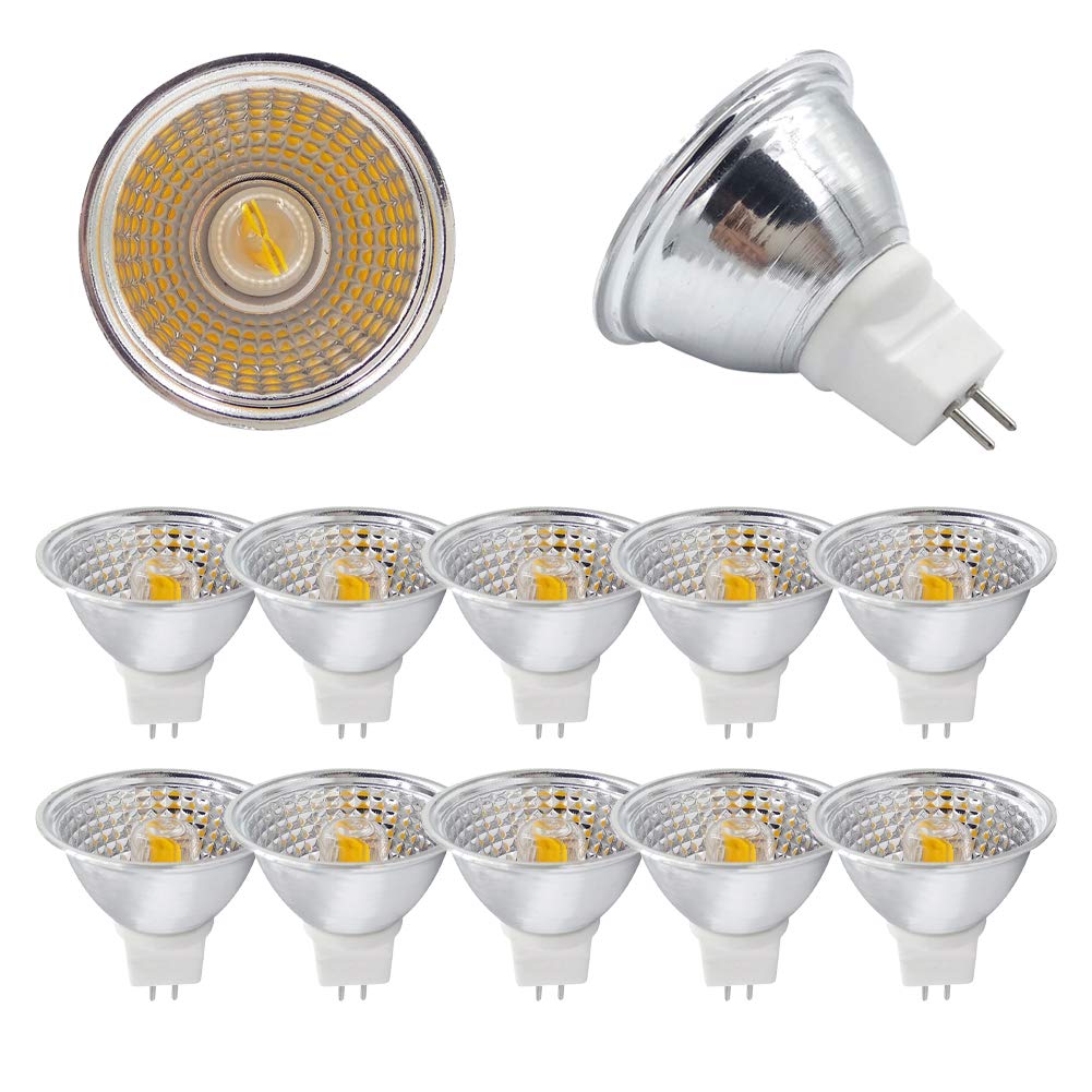 10-Pack MR16 LED Light Bulb, 12-Volt, GU5.3 Bi-Pin Base, 38-Degree Spot Light, 5-Watt, 500-Lumen, Non-Dimmable, Landscape Lighting Bulbs,Natural White