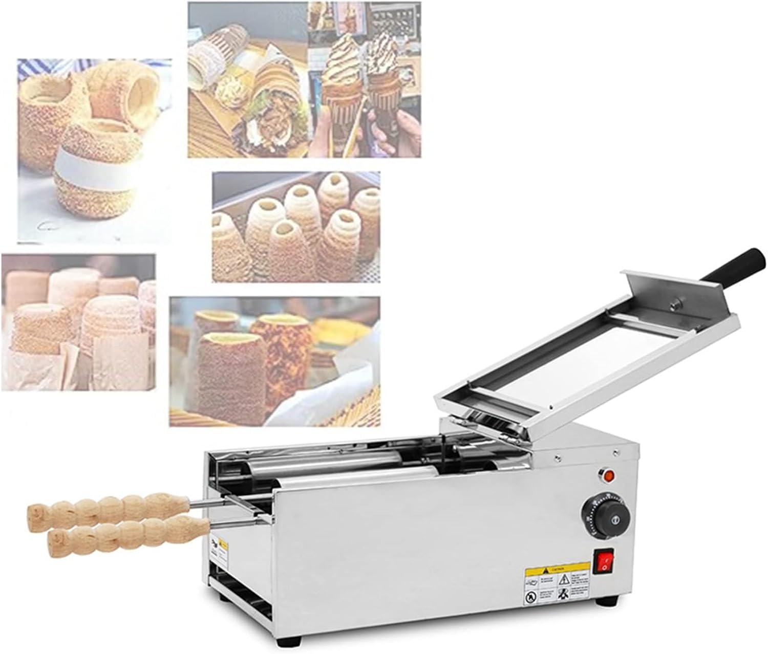 Machine À Cornets De Glace Électrique, 1500 W, Machine À Gâteaux Cheminée Professionnelle, Appareil À Griller Les Petits Pains Cheminée Pour Restaurant, Maison, Cuisine Et Snack-bar 110v