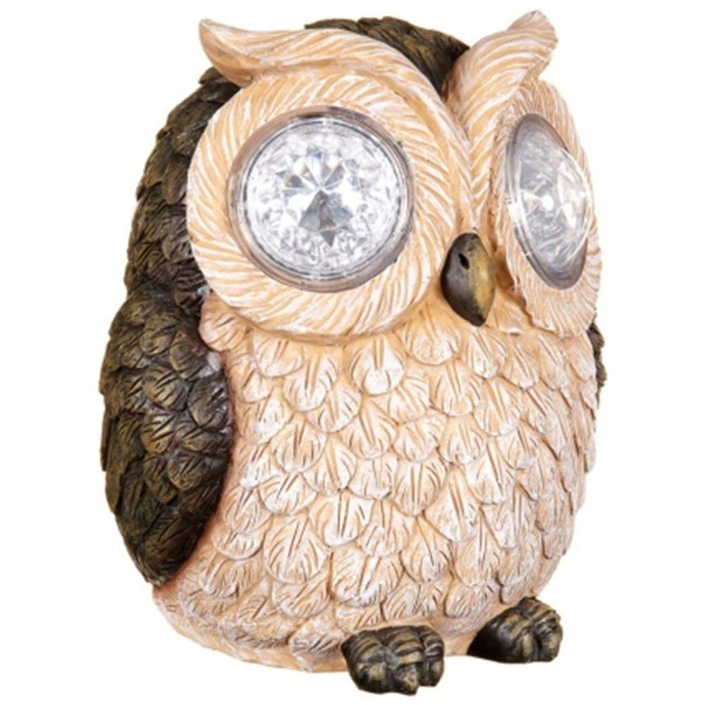 Scotrade Brown G19 Gorgeous Solar Resin Owl With Crystal Eyes Place It Anywhere In Your Garden
