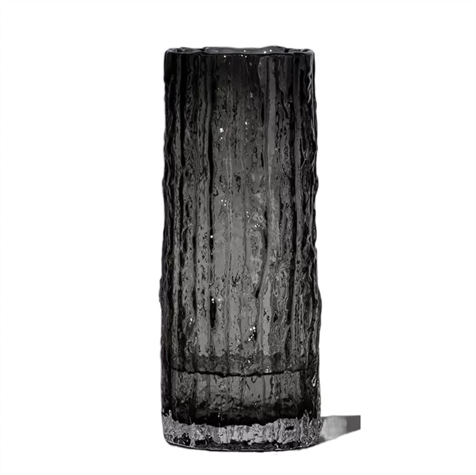 Jarrone Florero con patrón de glaciar, arreglo floral transparente de vidrio, flores secas, decoración de mesa de té for sala de estar, flores, florero de vidrio transparente Maceta(Negro,Pequeño)