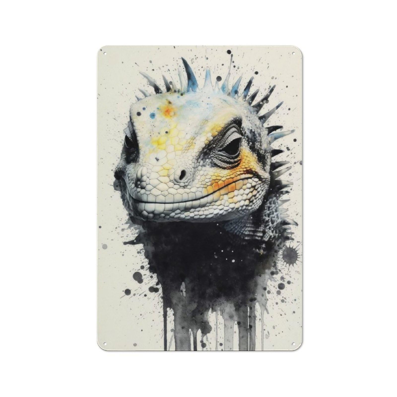 Junmoney Lizard Wild Majesty Retro-Style Metal Wall Sign 30X20cm For Pub Or Café, A New Home Present For Hospitality Wall Decor Collectors