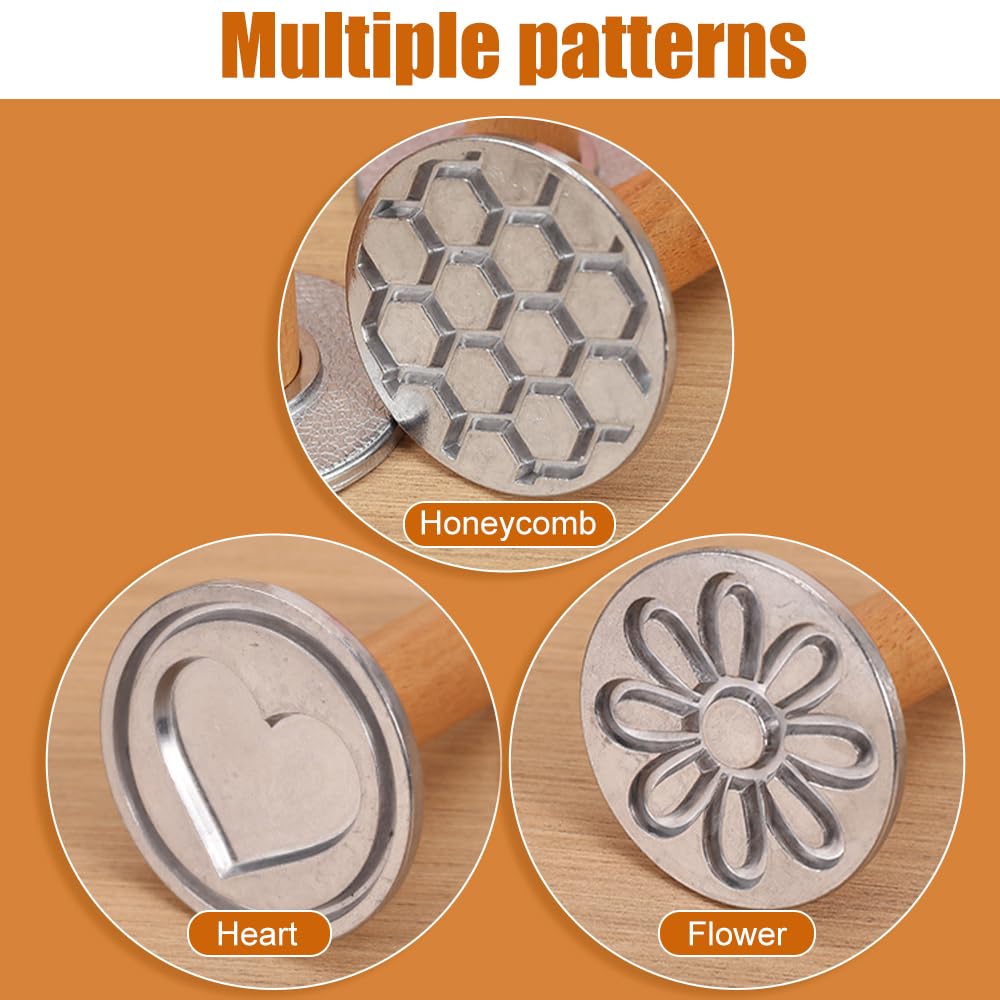Set di 3 Timbri per Biscotti, Stampi per Biscotto in Metallo con Manico in Legno, Presse Timbro Biscotti con Motivo Diversificato per Biscotto, Torte, Pasticcini, Fai Da Te