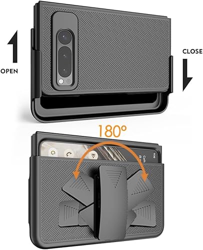 Miniatura 8 de Funda con clip para Google Pixel Fold (2023), cubierta de teléfono jackpot wireless con protector de pantalla y [trinquete giratorio] combo de funda