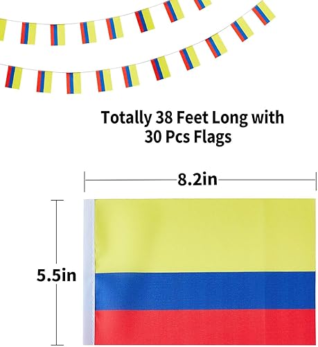 Miniatura 9 de Banderas de Estados Unidos con mini banderines de cadena pequeña para decoración