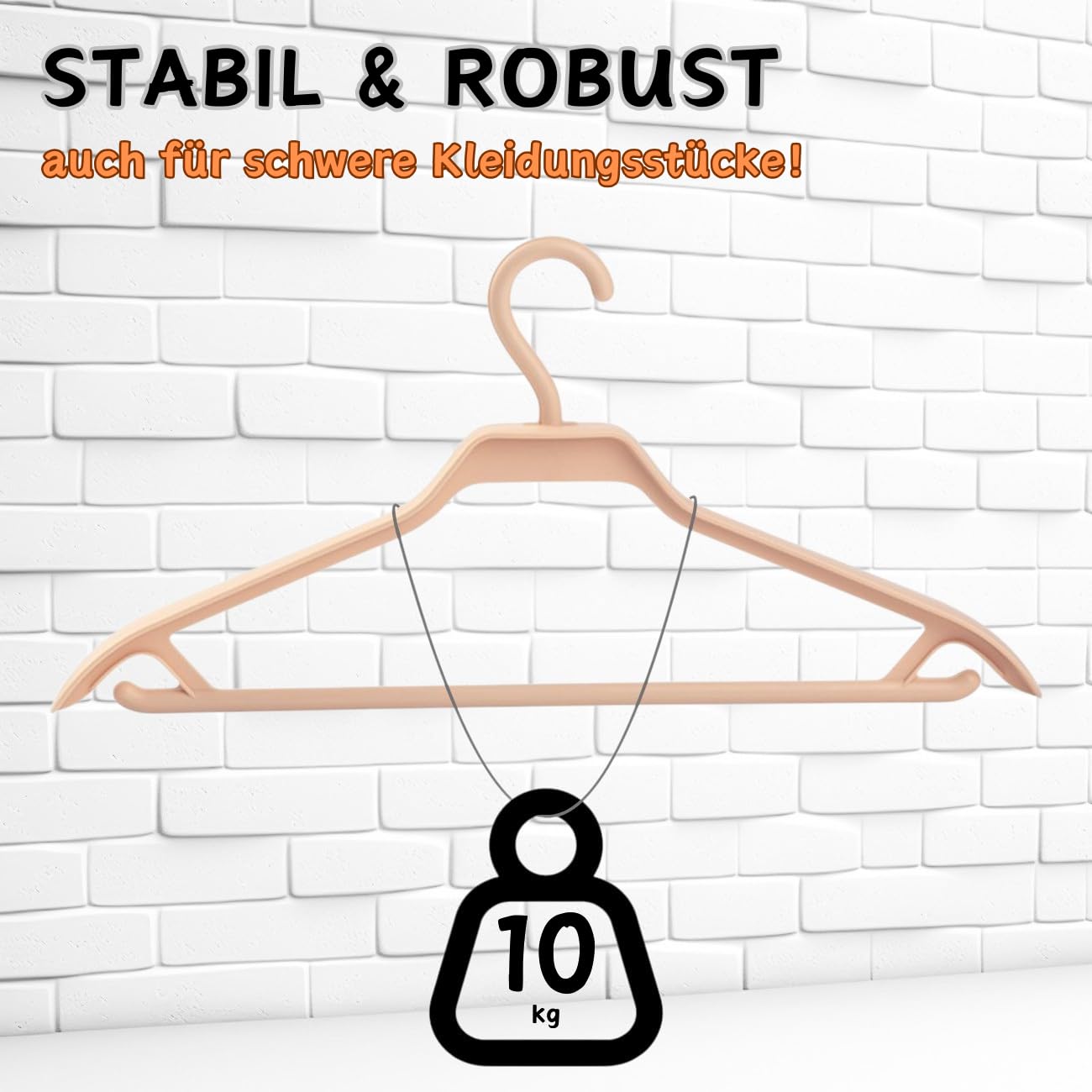 30er Set Kleiderbügel, Weiß, extra stabil für schwere Kleidungsstücke, robust, Haken, breite Auflagefläche, Kunststoff, für Jacken, Mäntel, Hosen, Krawatten, Hemden