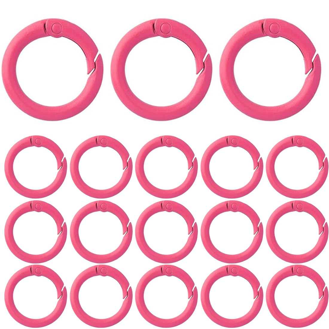 JEYORZY 18 Moschettoni per Borse, Anelli per Borse, moschettone Rotondo, Anelli per Portachiavi, Scatto Molla Rotonda, Moschettoni Rotondi, Anelli a Molla, gancio Fibbia Portachiavi, Rosso rosa chiaro