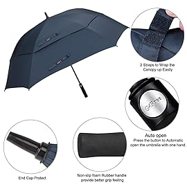 G4Free Extra Large Golf Umbrella 68 inch Square Vented Windproof Auto Open Double Canopy Oversized Stick Umbrella