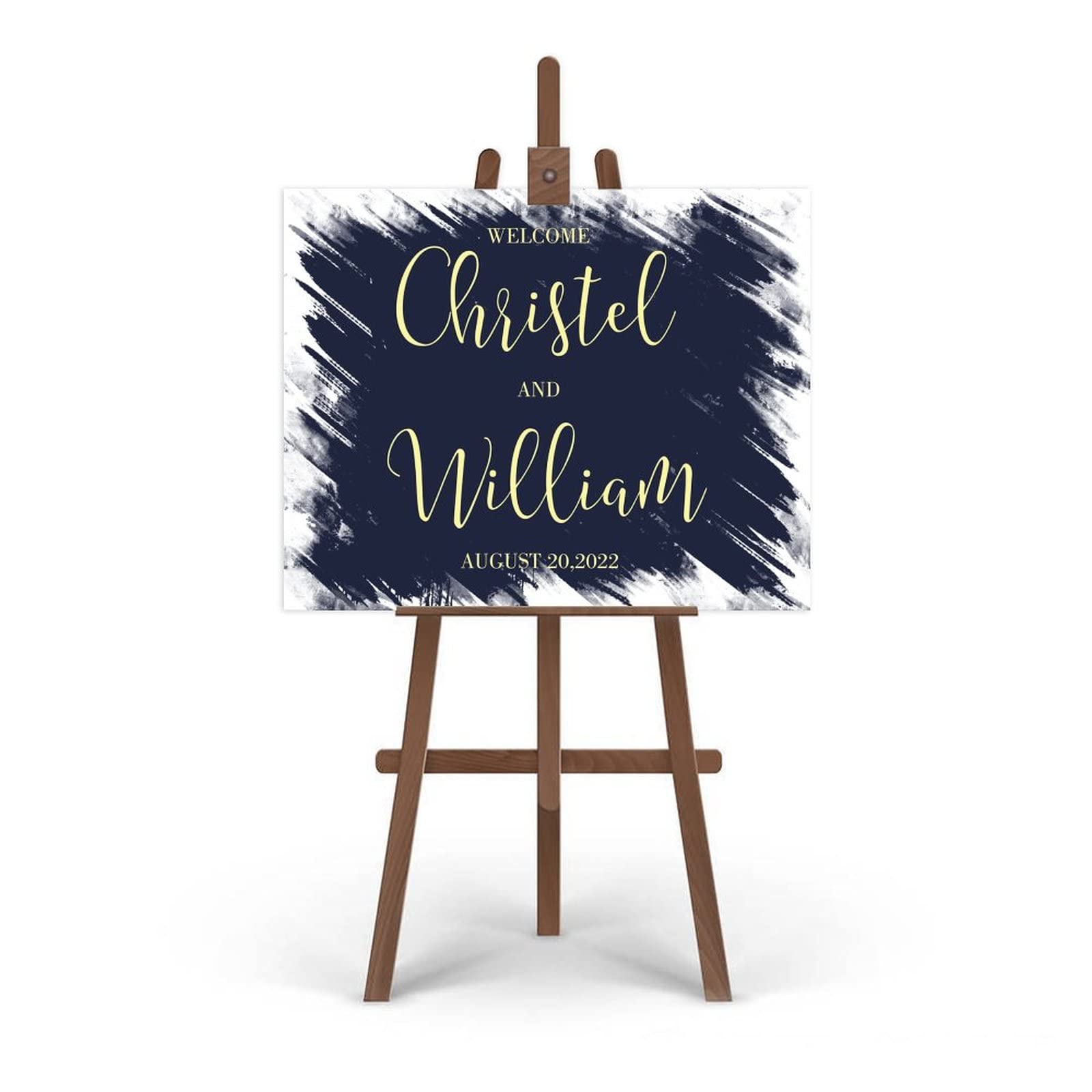 Witamy nowoczesny znak kaligrafii niestandardowy tekst znaki ślubne dostosowane do Twoich imion i dat, znaki ślubne na ceremonię i przyjęcie dekoracja 45 x 61 cm