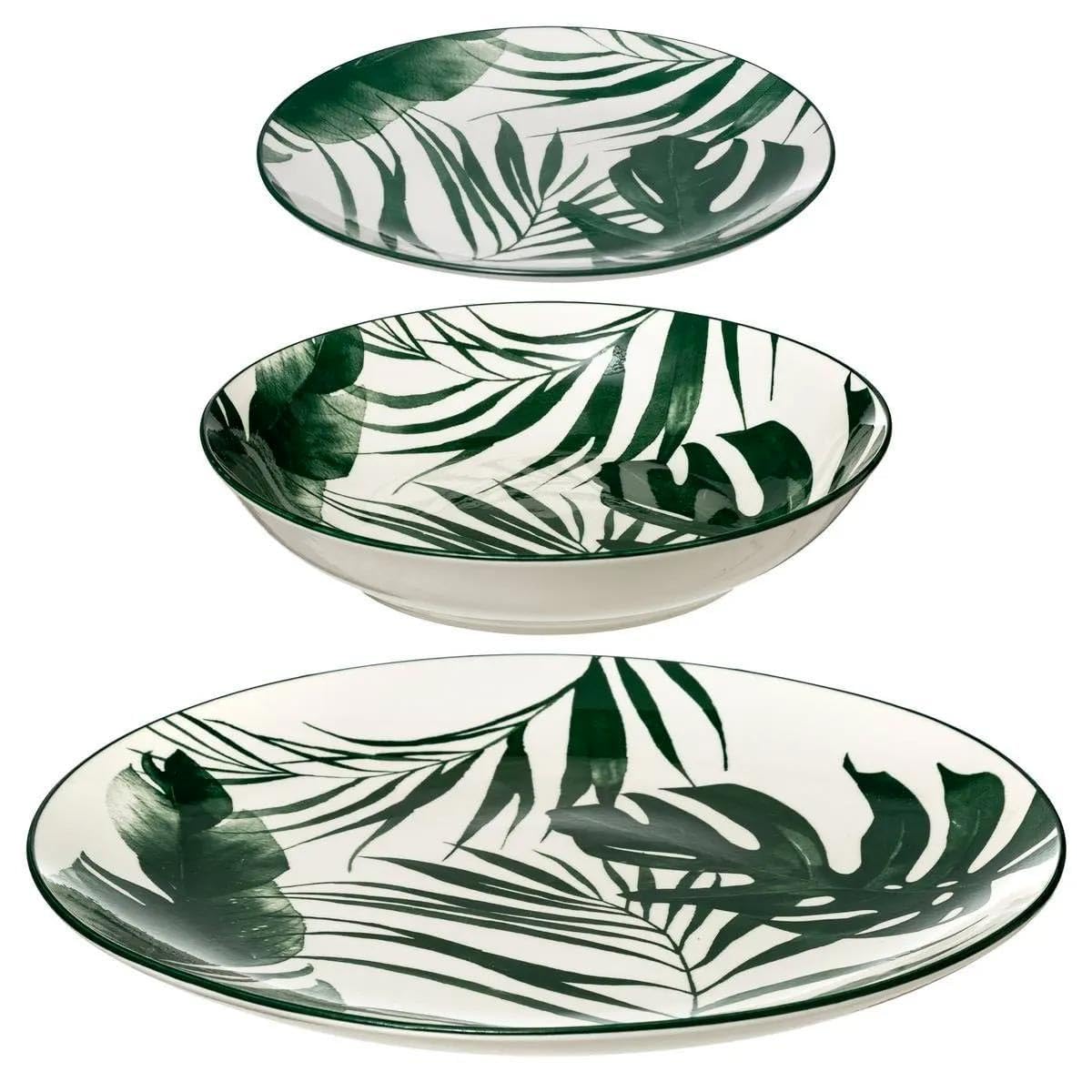 Secret de Gourmet - Service de Table 18 Pièces "Palme" 26cm Vert