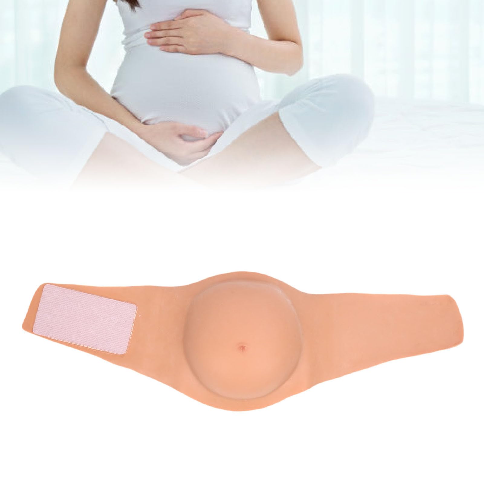 TIKATARER Barriga de Silicona para Embarazadas, Barriga de bebé Ligera y Ajustable, Artificial con Cierre Táctil, Ideal para Fiestas de Disfraces, Actuaciones y Fotografía (YELLOW) — view 2