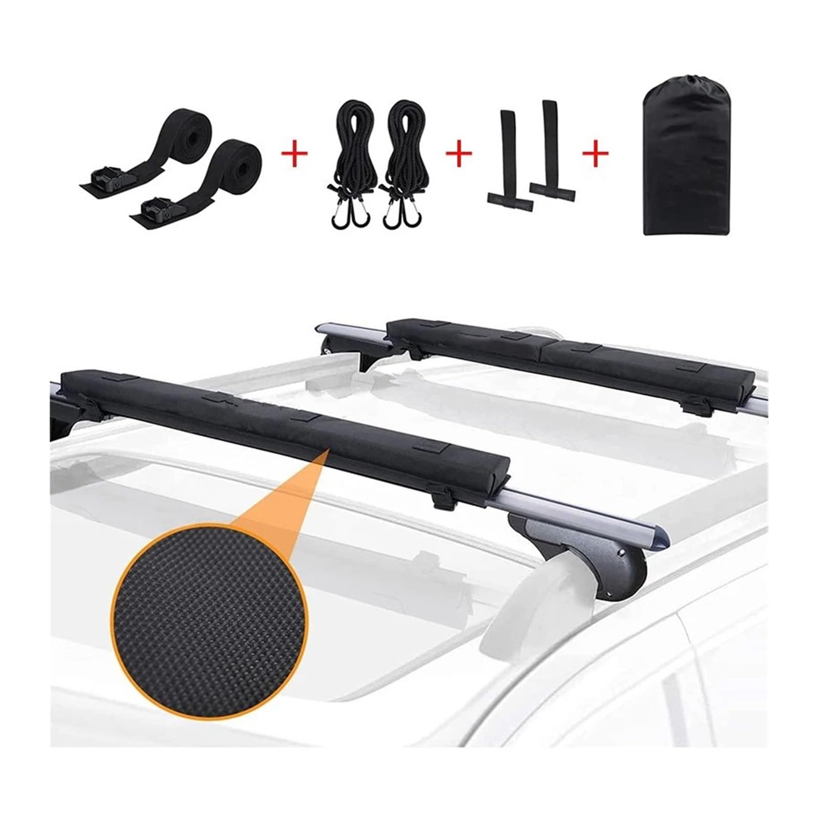 Autodachträger Universal Auto Weiche Dachträger Pads Gepäckträger Dach Querträger Pads Für Kajak Surfbrett SUP Kanu Gepäckträger Kissen-Schwarz Schienen