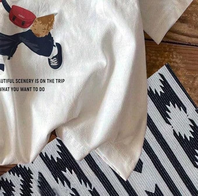 Image of Jawdrobe Cotton Blend Oversized Fit Half Sleeve Printed Round Neck T-Shirt for Women | Aesthetic Summer Wear