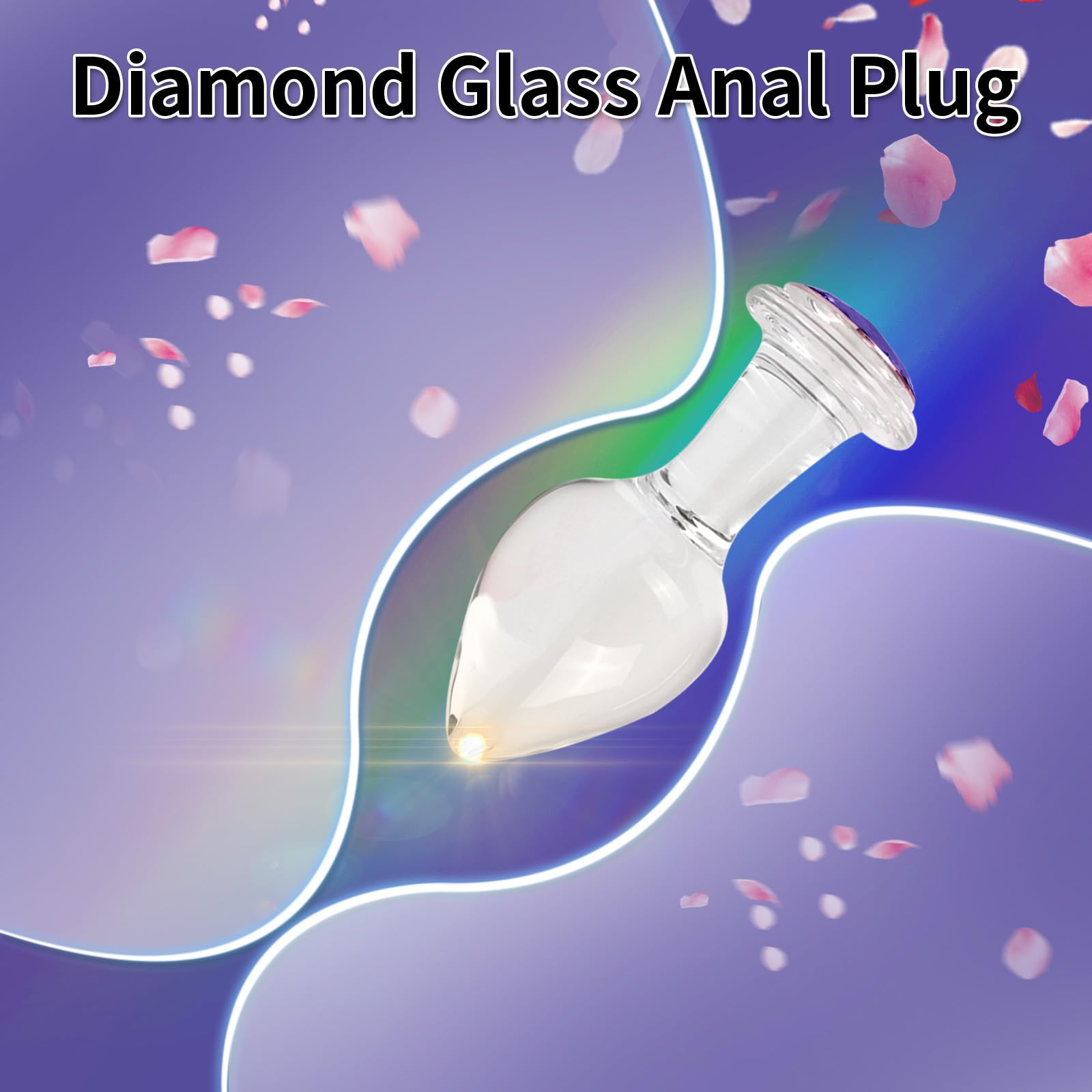 Crystal Glass Anal Plug with Luxury Jewelry Butt Plug Fetish Anus Stimulation Unisex Adult Anal Sex Toy (Purple, S): Purple S