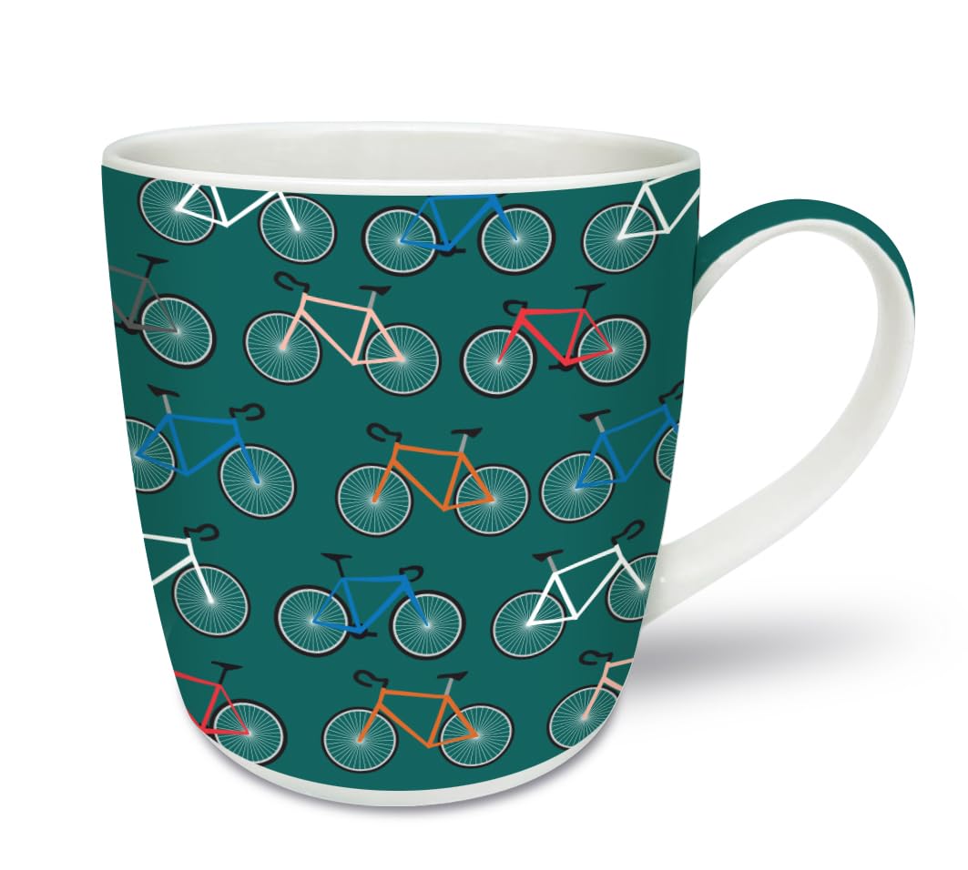 Smiling Faces MAKING SMILES SINCE 2001 Bicycle Pattern Ceramic Mug, 30 cm, Green