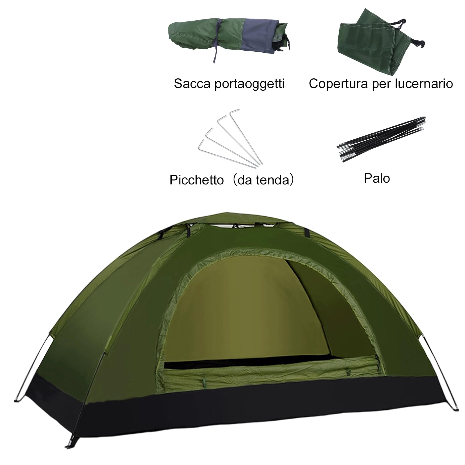 Tente de camping ultralégère pour 2 personnes avec abris et sac de transport, tente de camping portable en tissu Oxford imperméable pour la randonnée