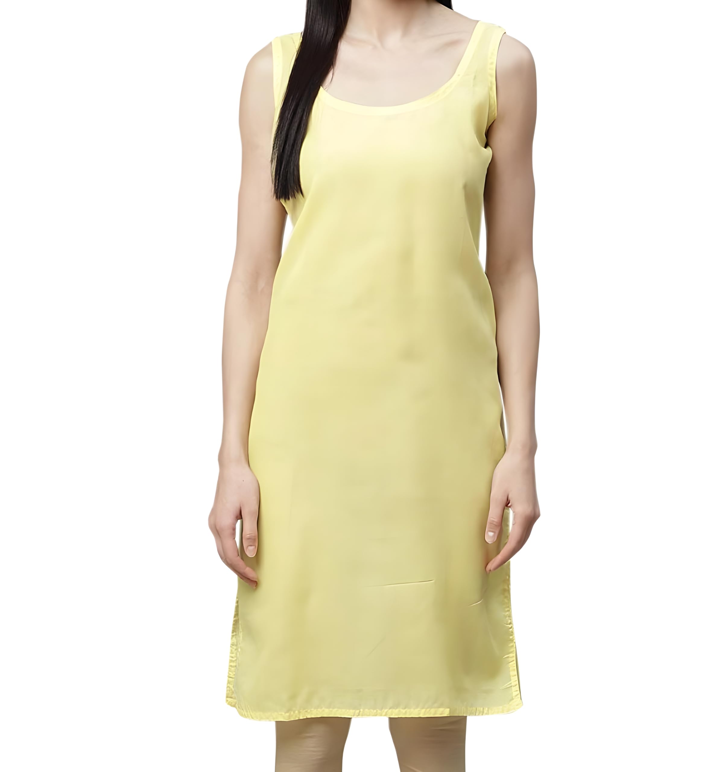 KURTIVERSE Women's Cotton Long Camisole for Kurti Full-Length Inner wear Petticoat Inner Slip with 20" Side Slit for Kurti & Saree | Sleeveless Wide-Strap | 95% Cotton, 5% Poly | 40" Length-picture-38