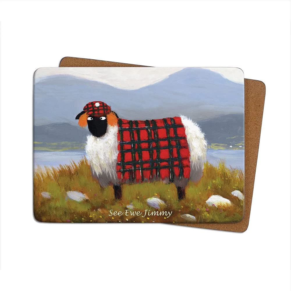Thomas Joseph Multicolor See Ewe Jimmy Table Mat - Sheep Gift Placemat With Cork Backing, 290Mm X 215Mm, 1 Piece