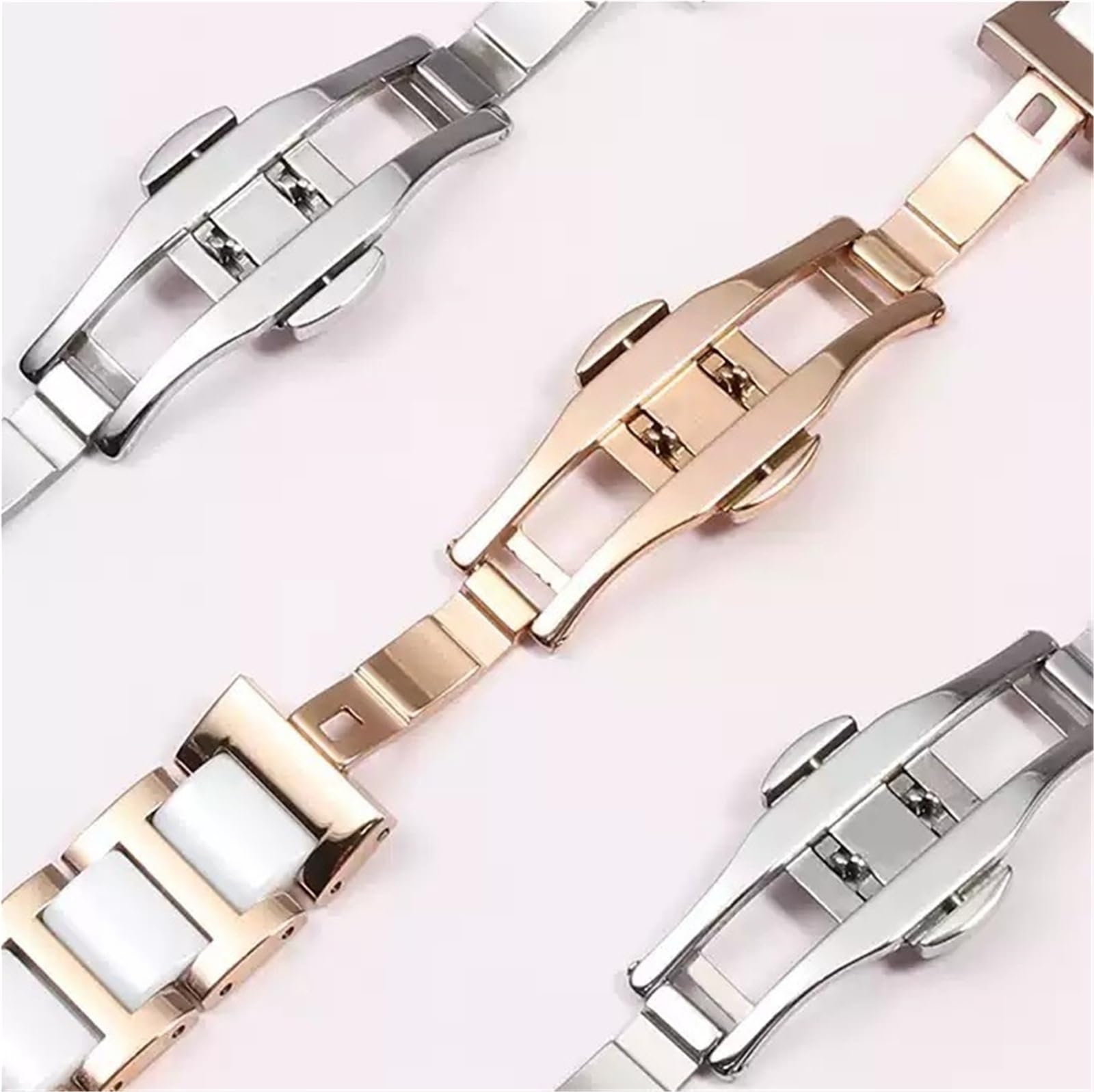 Correa de reloj de cerámica, pulsera de repuesto de acero inoxidable, fácil de ajustar, unisex