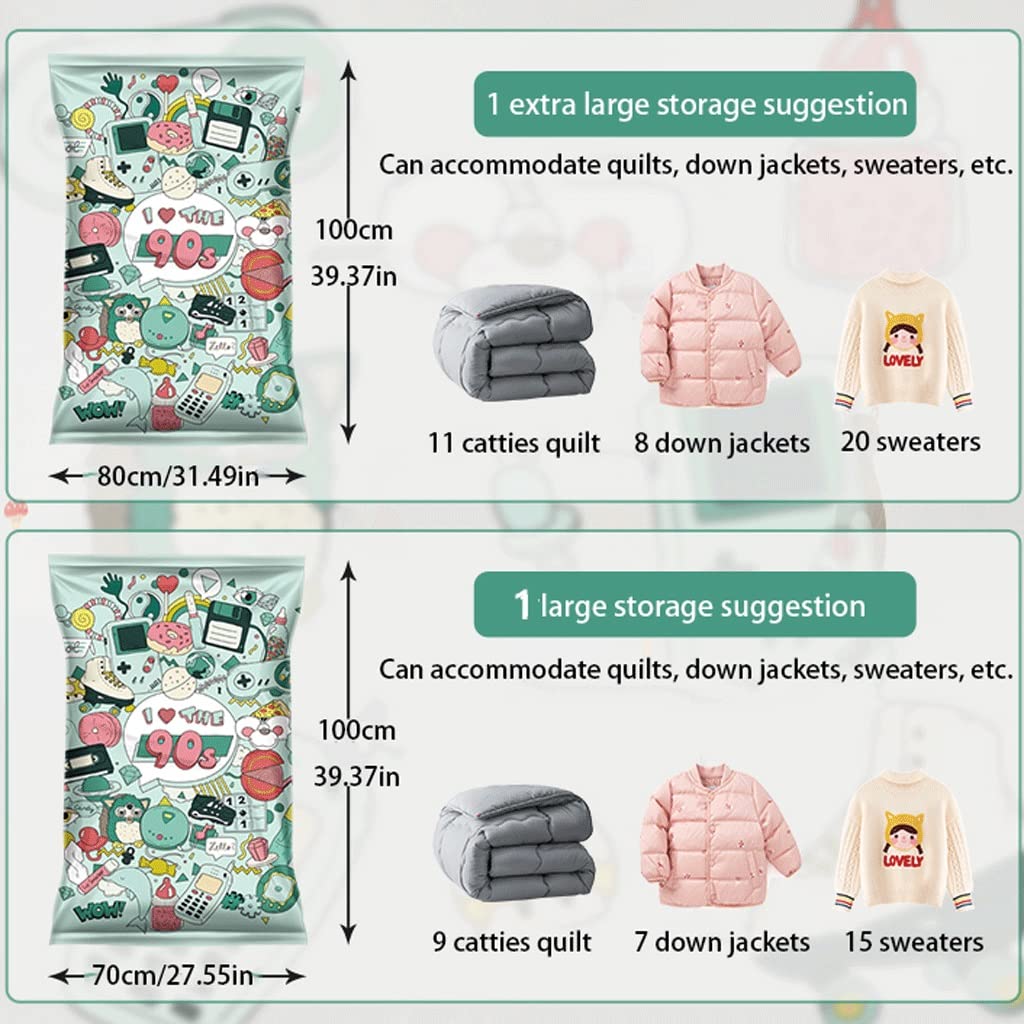Sacs de Rangement sous Vide Sacs de scellement sous Vide pour Le Stockage des vêtements avec Pompe électrique/Pompe à Main Sacs économiseur d'espace 80% de Stockage en Plus Lot de 10 Sacs de co
