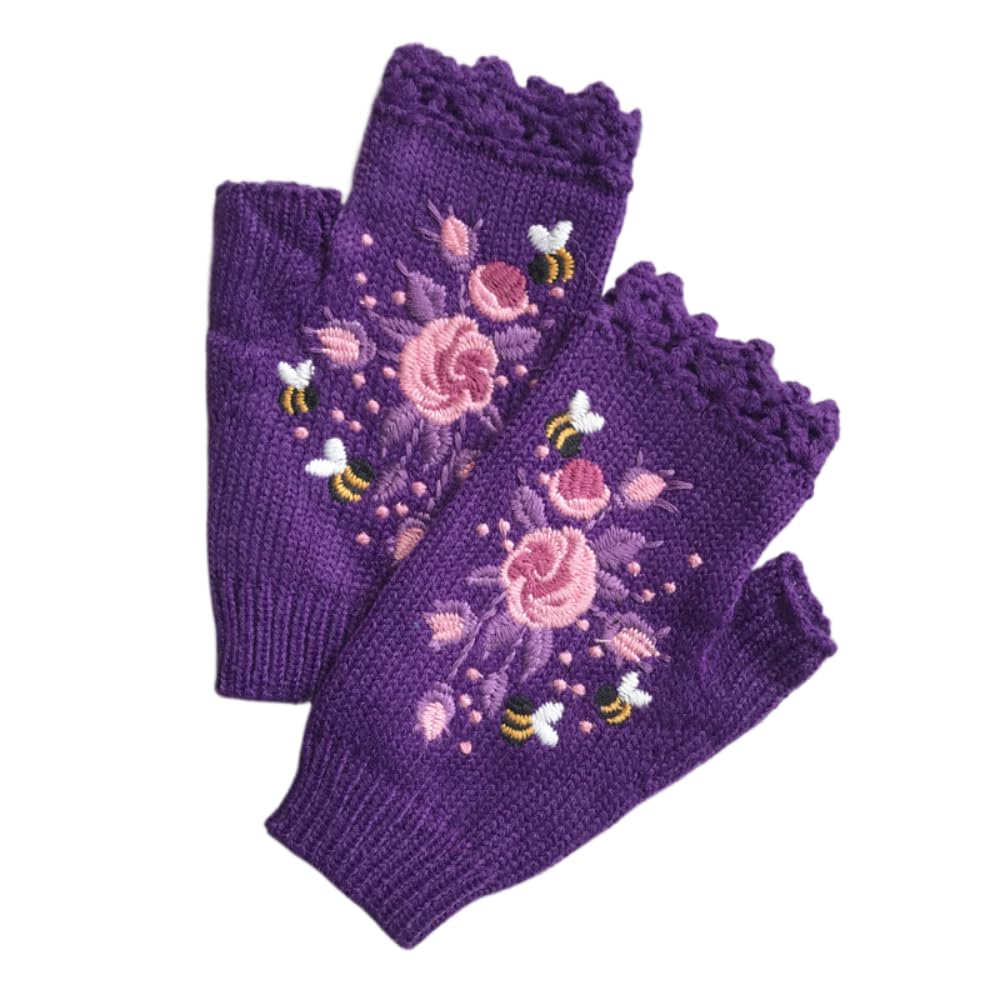 希少ソフィーディガール花刺繍の革手袋