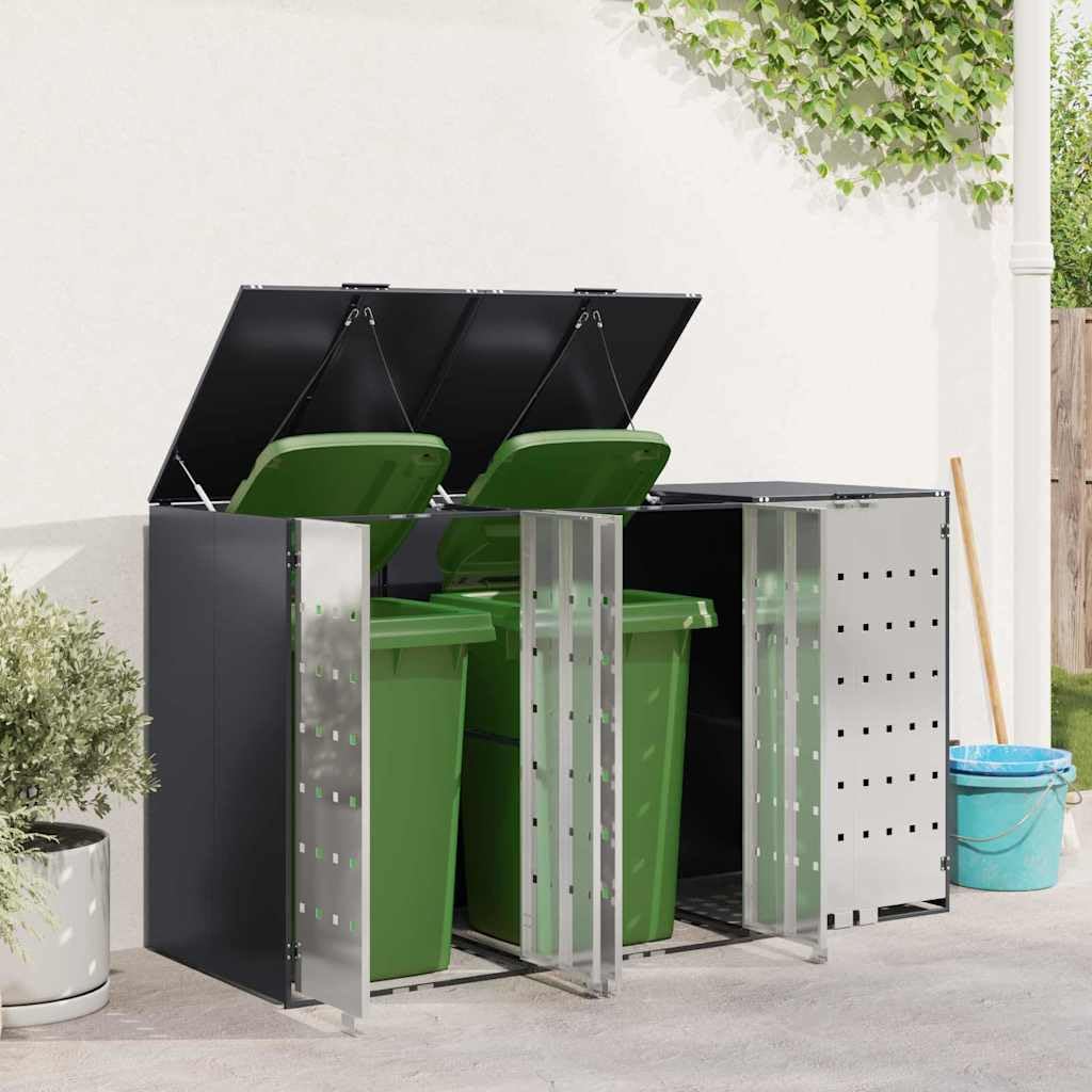 Almacenamiento de Cubos Wheelie para 3 Cubos Antracita Acero,Casa y jardín,Productos del hogar,Accesorios para contenedores de residuos,Soportes para contenedores de residuos,68kg-3394779
