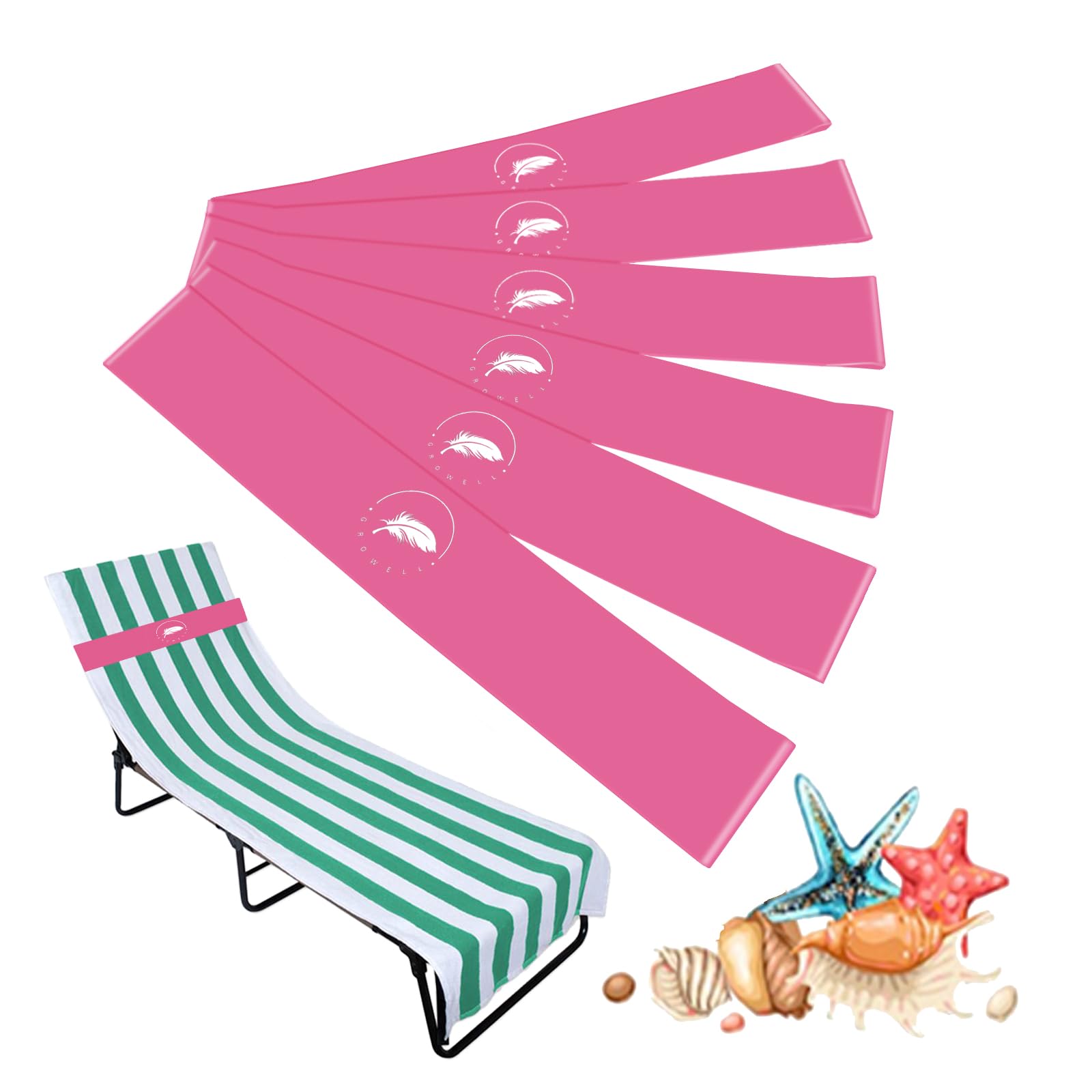 Growell 6-Pack Stretch Beach Towel Bands - Windproof Chair Clips For Pool, Cruise, Lounge - View #5