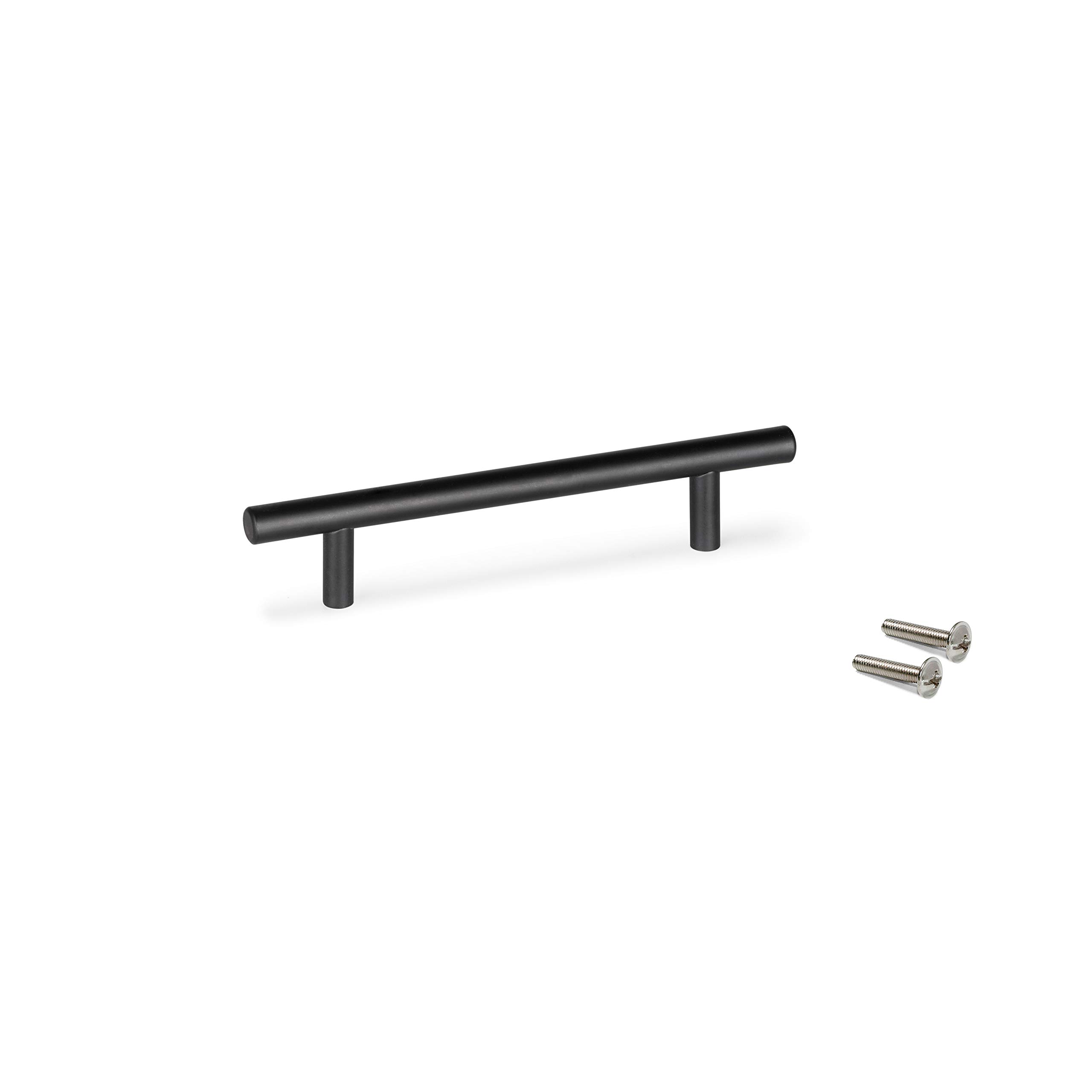 Emuca - Furniture Handle,Cabinet Handles, 192mm Interaxis, Hollow Stainless Steel, Black Painted, Set of 20