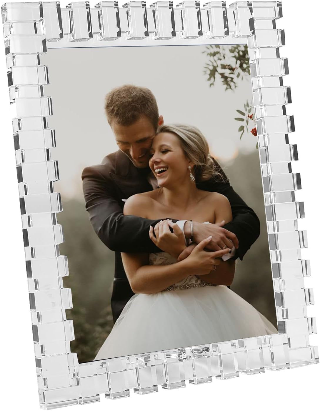 kitCom Crystal 5x7Inch Picture Frame, Wedding Frame Tabletop Display 5''x 7'', Tabletop Display Decor Wedding Frame(Fit 5x7 Max Photos), Clear with Gift Box