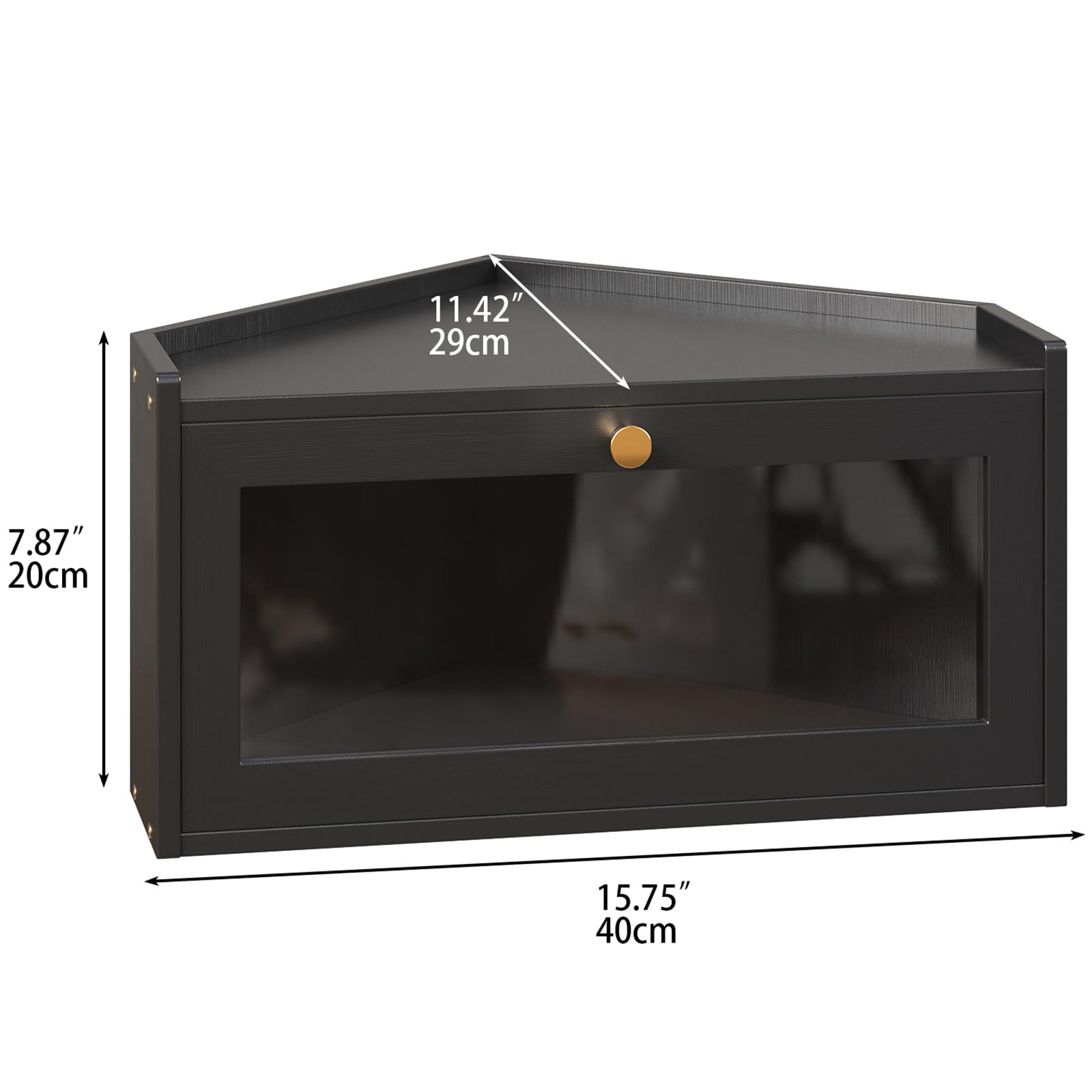 VEDECASA Boîte à pain d'angle en bambou pour la cuisine Grand bac à pain avec porte en acrylique Économisez de l'espace dans la cuisine avec ce bac à pain de style vintage pour le pain fait maison