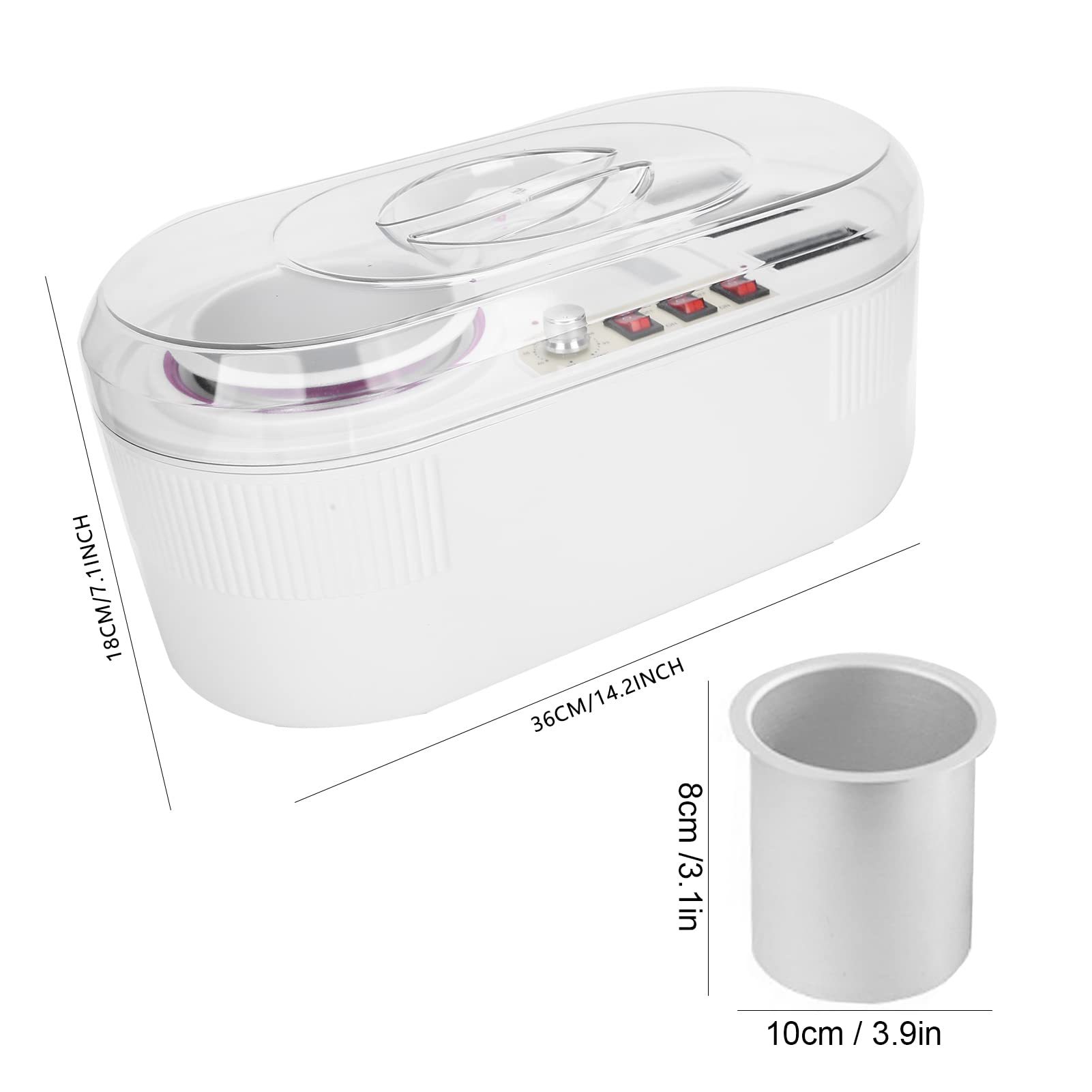 Pongnas Podgrzewacz do Wosku o Mocy 270 W, Regulowana Temperatura do 105 ℃ z przezroczystą osłoną dla Mężczyzn i kobiet. Depilacja (Wtyczka UE 220 V)