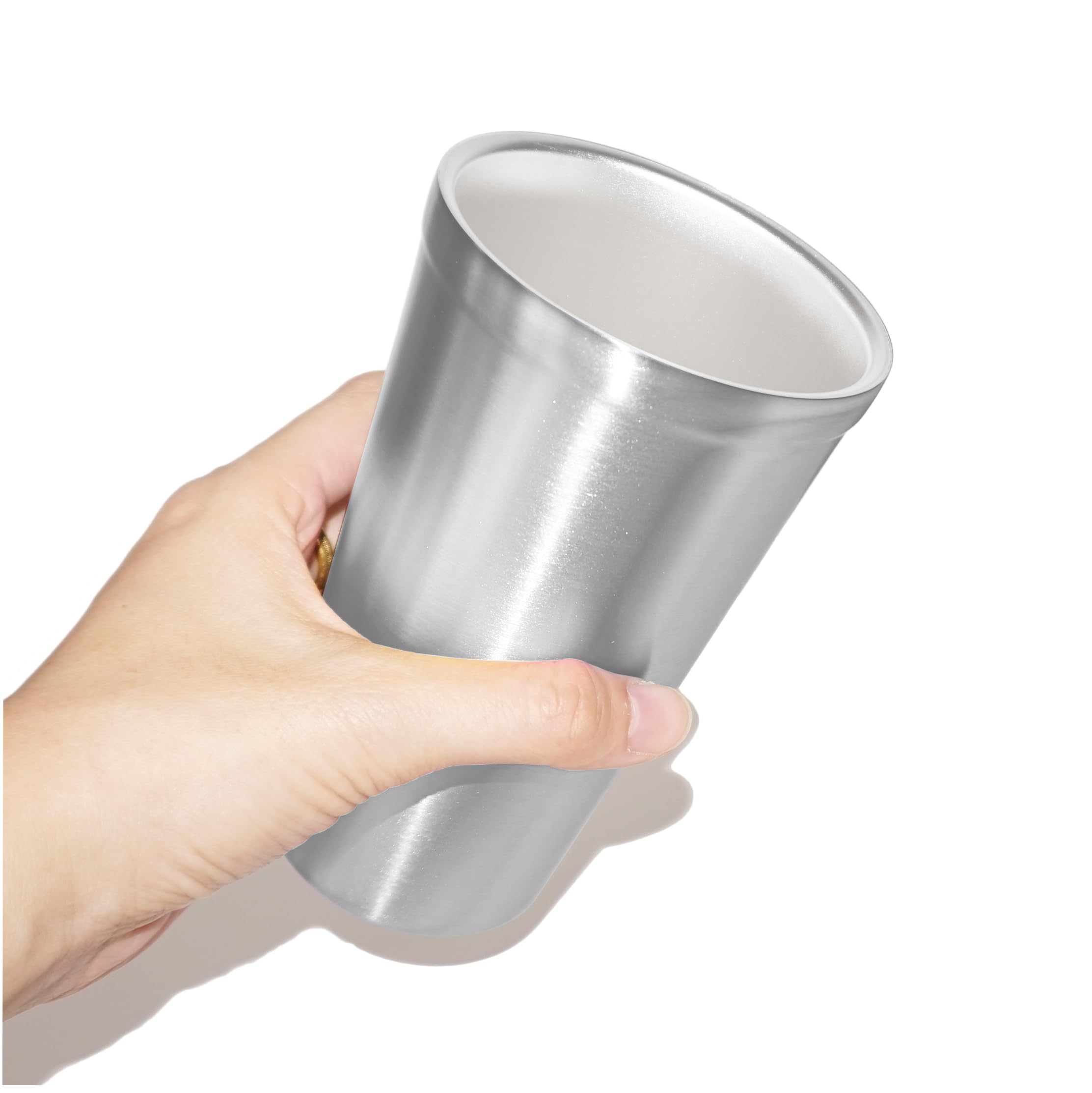 Youda Doppelwandige Isolierbecher aus Edelstahl (2er-Set), Stapelbar, Kaffeetasse/Teetasse/Kühlende Biergläser, ideal für Kinder, für Reisen, Outdoor, Camping & Alltag, 16 oz (480ml, Silber)